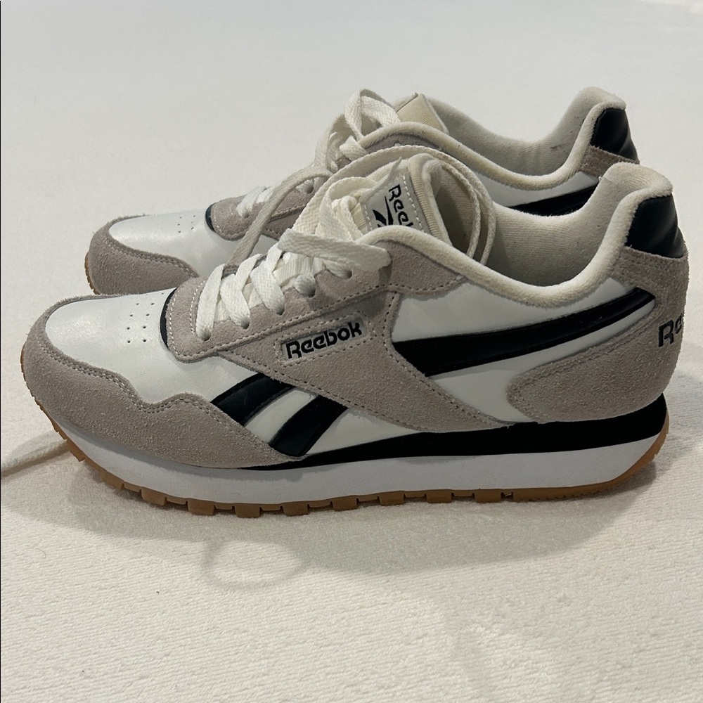 Reebok Classic White and Gray Sneakers